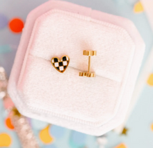 Load image into Gallery viewer, Sensitive Skin - Checkered Heart Earrings