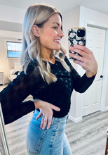 Load image into Gallery viewer, The "Missy" Bow Pattern Mesh Blouse