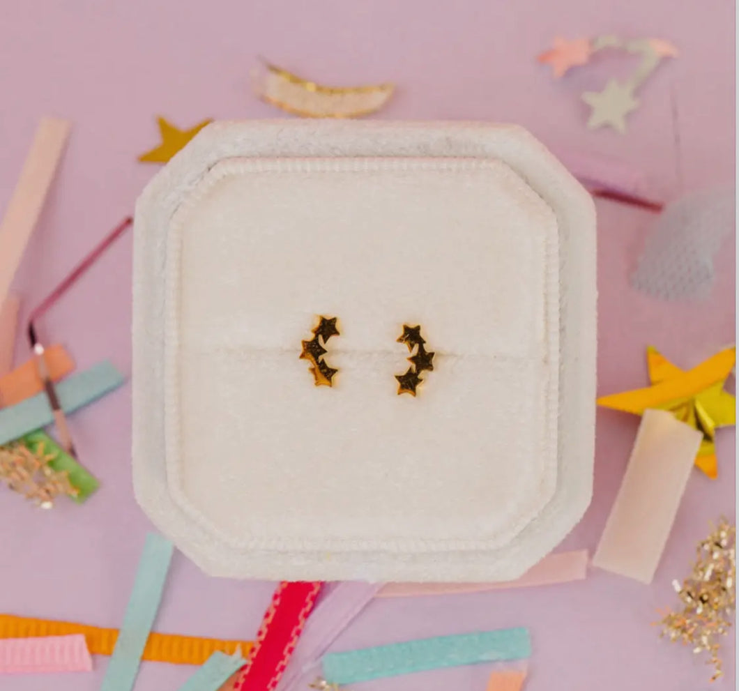 Sensitive Skin - Little Girls Triple Star Earrings