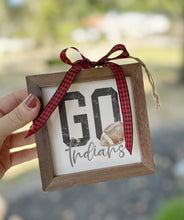 Load image into Gallery viewer, &quot;Go Indians&quot; Wooden Ornaments
