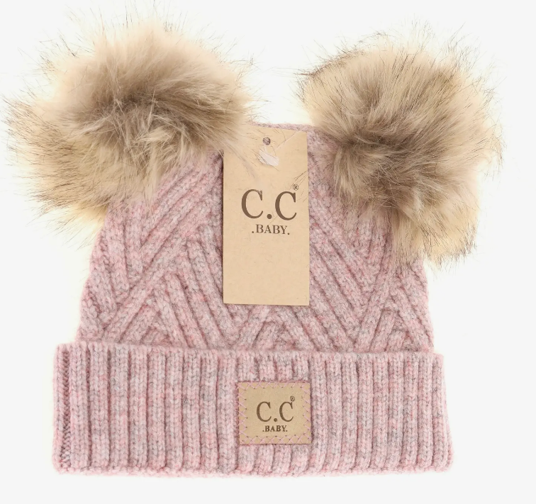 Baby Large Patch Heathered Double Pom C.C Beanie