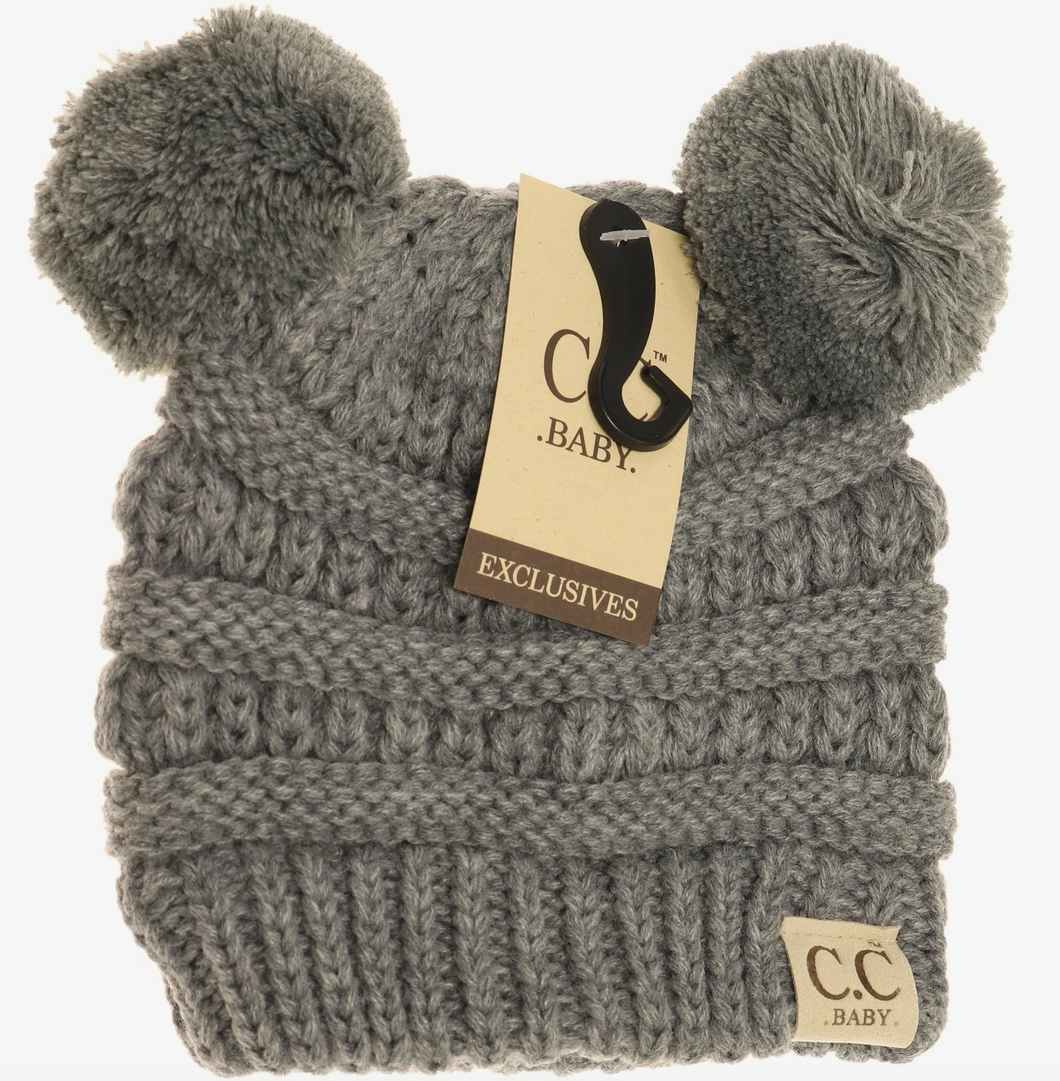 Baby Solid Double Pom C.C Beanie