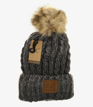 Load image into Gallery viewer, Two-Tone Ombre Vintage Faux Fur Pom Beanie
