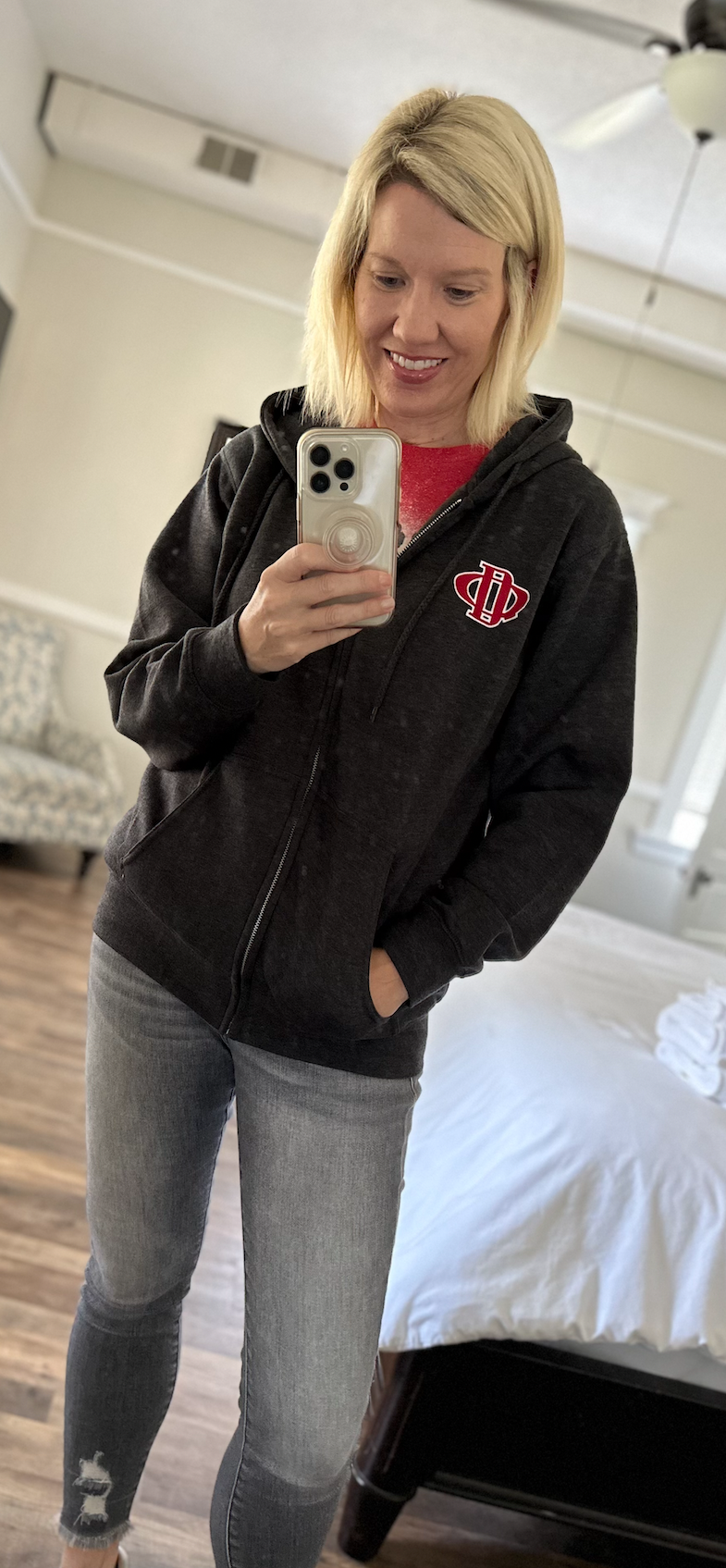 Embroidered Zip Up Hoodie