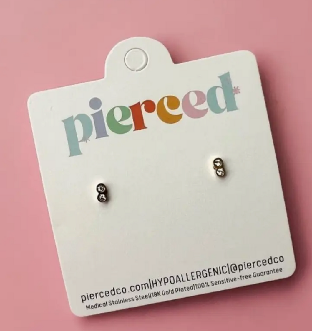 Sensitive Skin Double Diamond - Little Girls Earrings