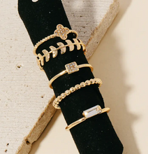 Load image into Gallery viewer, Mixed Dainty Studded Band Rings - Gold
