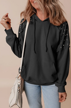 Load image into Gallery viewer, The &quot;Megan&quot; Stud Trimmed Hoodie - Charcoal
