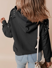 Load image into Gallery viewer, The &quot;Megan&quot; Stud Trimmed Hoodie - Charcoal
