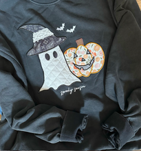 Load image into Gallery viewer, Embroidered Patchwork Halloween Pullover
