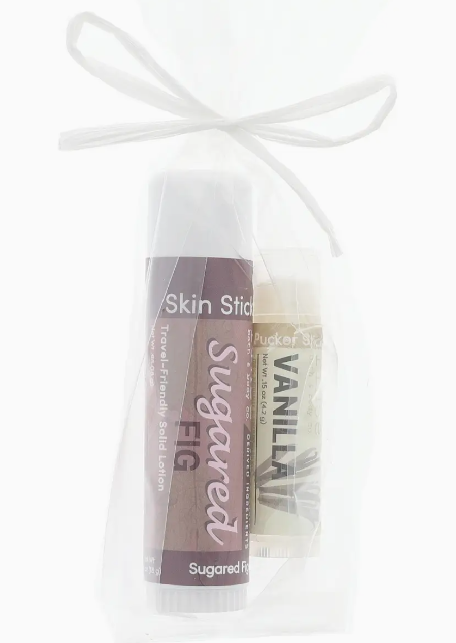 Sugared Fig & Vanilla Skin Stick & Pucker Stick Holiday Bundle | Holiday Gift Favorite