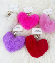 Load image into Gallery viewer, Pom Pom Heart Shape Plush Keychain
