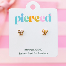 Load image into Gallery viewer, Sensitive Skin - Pink Bow Earrings
