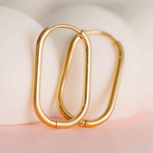 Load image into Gallery viewer, Sensitive Skin - Rectangle Gold Huggie 14mm
