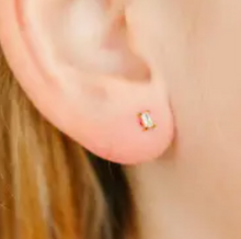 Load image into Gallery viewer, Sensitive Skin - Tiny Baguette Stud Earrings
