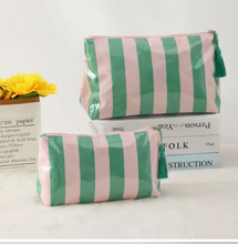 Load image into Gallery viewer, Stripe Cosmetic Makeup Pouch - Choice of Colors
