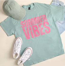 Load image into Gallery viewer, Summer Vibes Distressed Graphic Tee - Aqua

