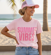 Load image into Gallery viewer, Summer Vibes Distressed Graphic Tee - Pink

