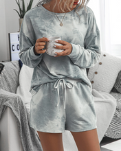 Load image into Gallery viewer, Grey Tie Dye Shirt and Shorts Set
