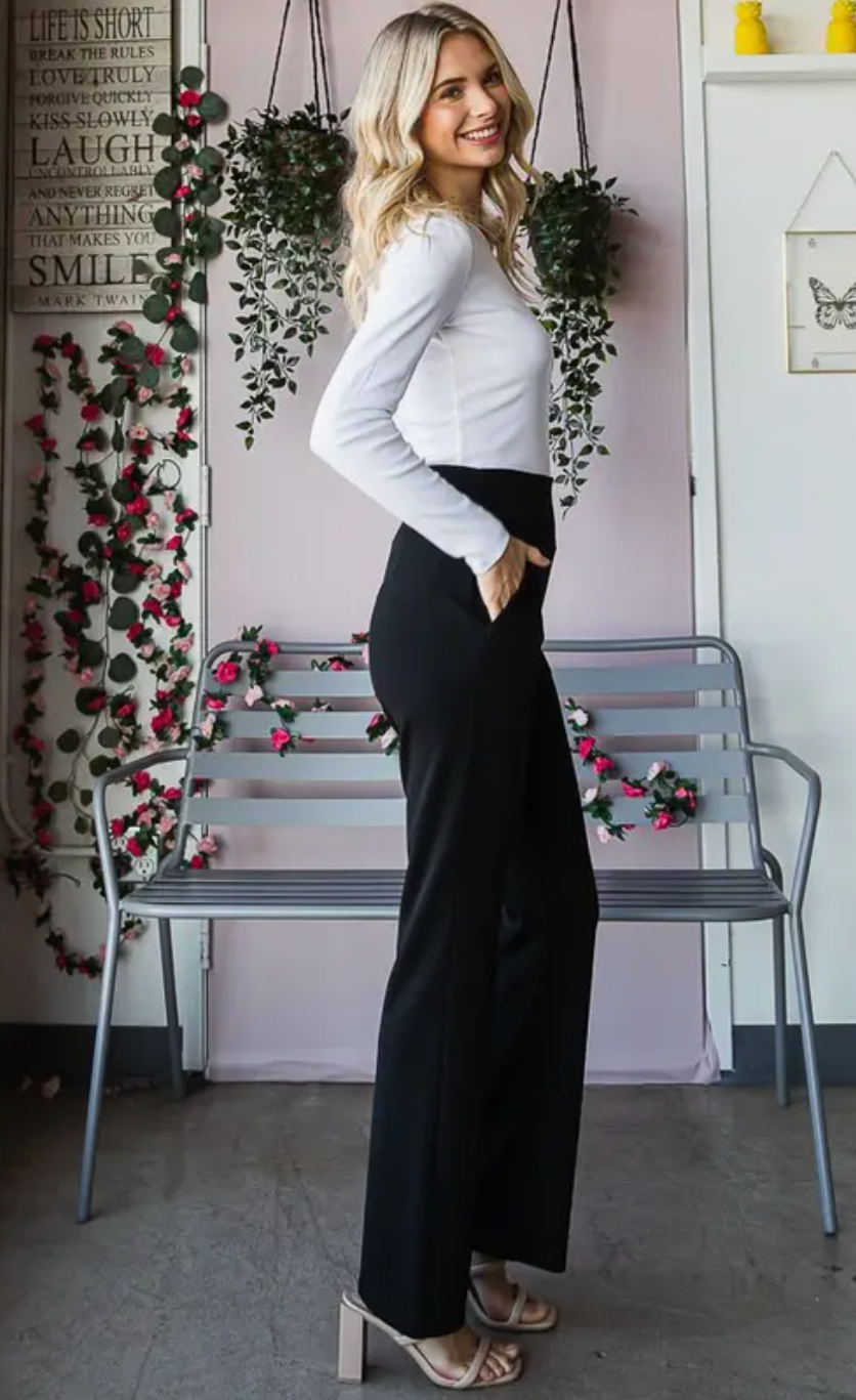 The Claire Flare Pants with Side Waist Band – Olivia Rose Boutique