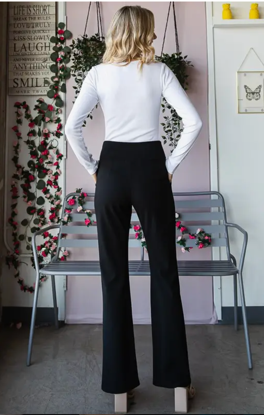 The Claire Flare Pants with Side Waist Band – Olivia Rose Boutique