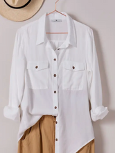Load image into Gallery viewer, The &quot;Katelyn&quot; Chambray Top - White

