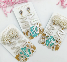 Load image into Gallery viewer, Taylor Shaye - &quot;MRS&quot; Shimmer Bridal Earrings
